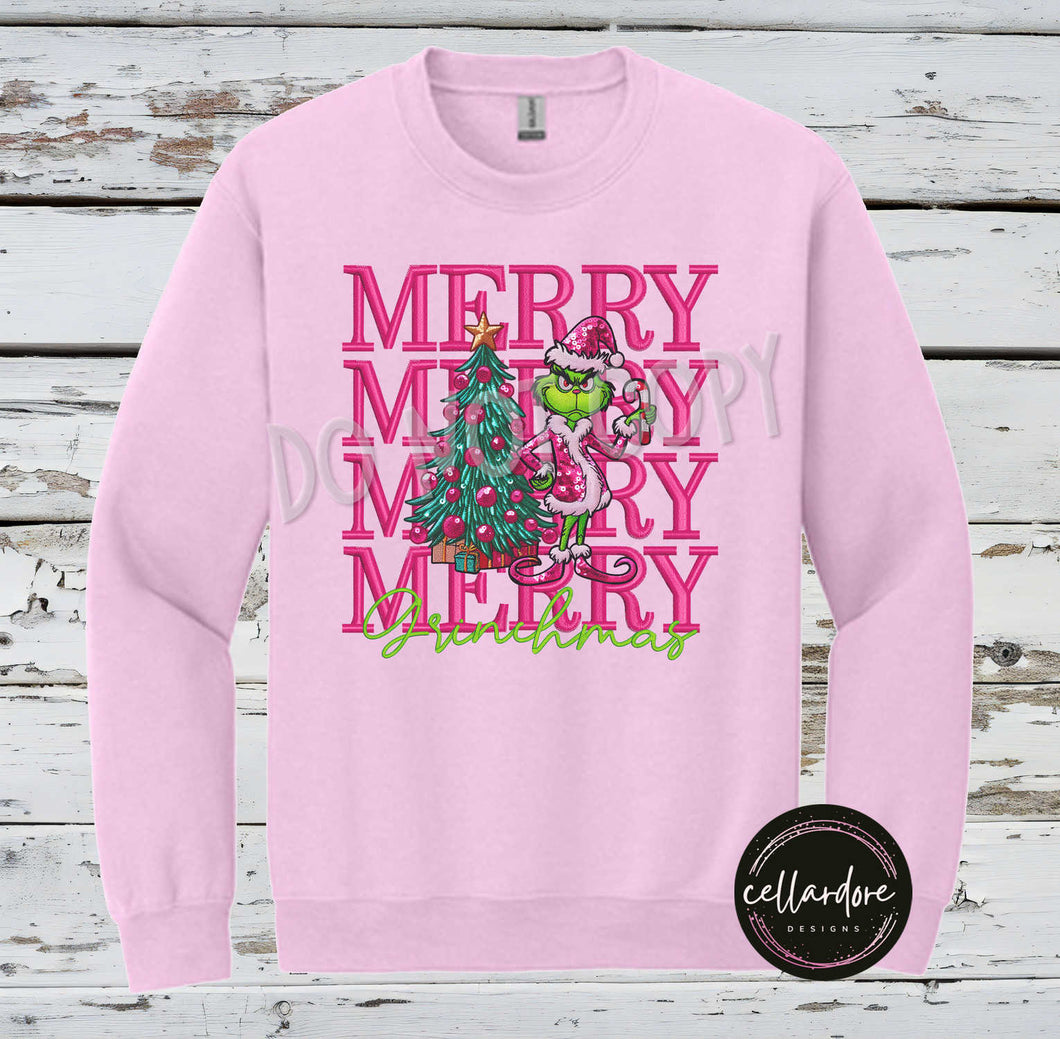 Merry G_R_I_N_C_H_MAS Sweatshirt - Completed Apparel Item