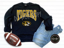 Load image into Gallery viewer, Columbia, MO Football Logo Sweatshirt Faux Embroidery (Adult) - Completed Apparel Item
