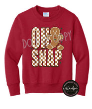 Load image into Gallery viewer, Oh Snap Gingerbread Sweatshirt (Youth) - Completed Apparel Item
