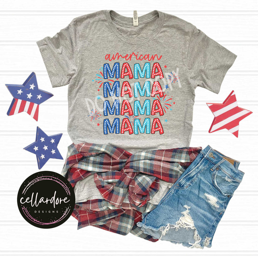 American Mama Stacked Heather Grey Tee