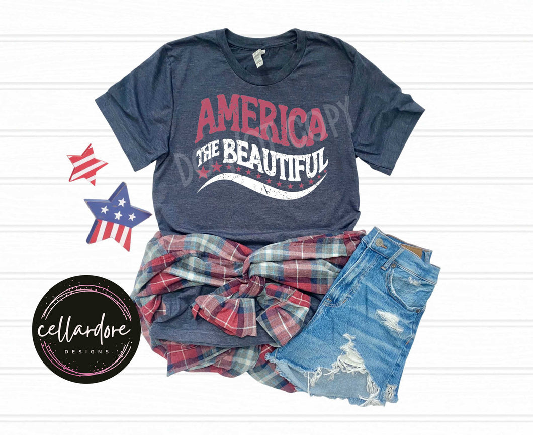 America the Beautiful Heather Navy Tee