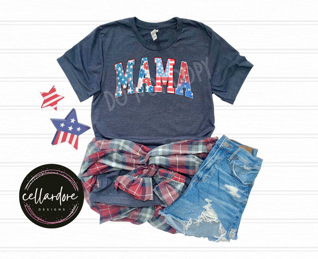 Patriotic Mama Heather Navy Tee