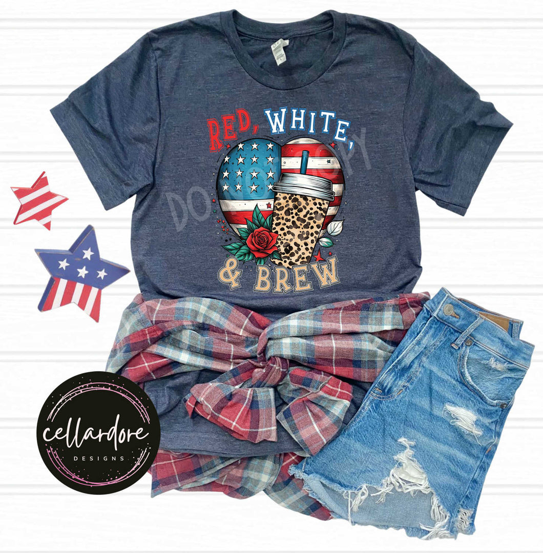 Red White & Brew Heather Navy Tee