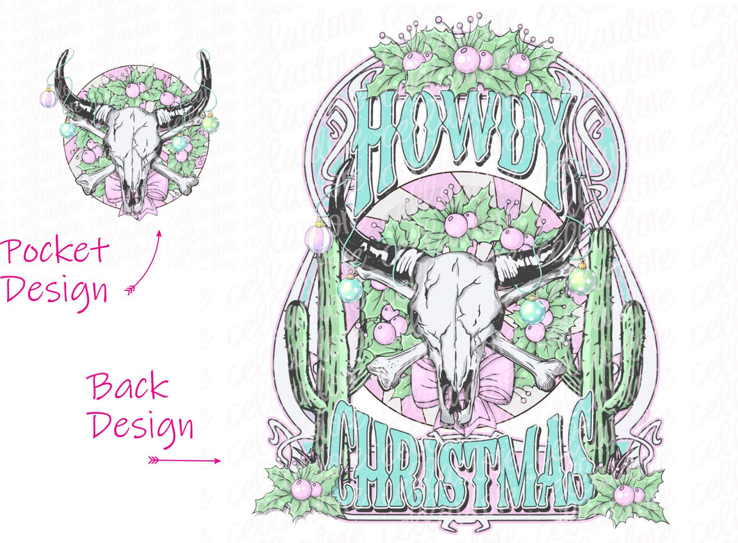 Howdy Christmas - Pocket and Back Set | DTF Ready to Press or Sublimation Transfer