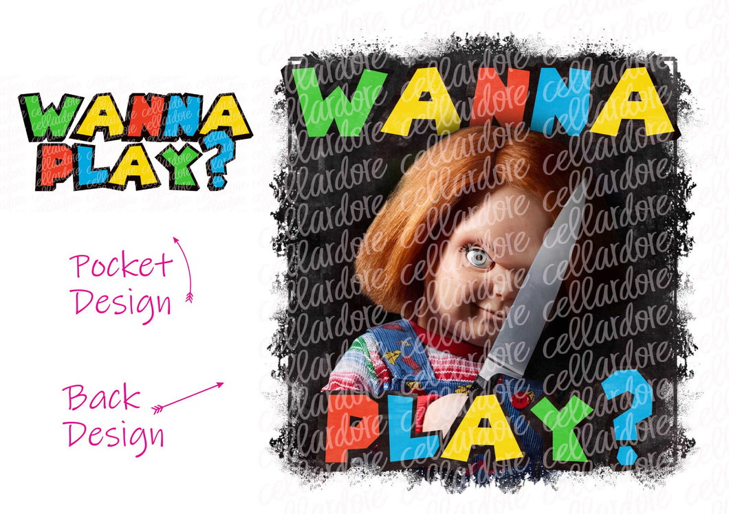 Wanna_Play - Pocket and Back Set | DTF Ready to Press or Sublimation Transfer