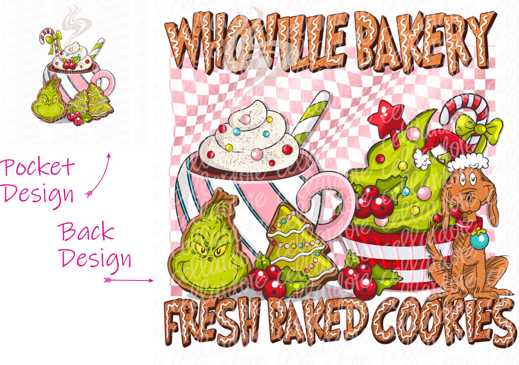 Fresh Baked Cookies W_H_O_V_I_L_L_E - Pocket and Back Set | DTF Ready to Press or Sublimation Transfer