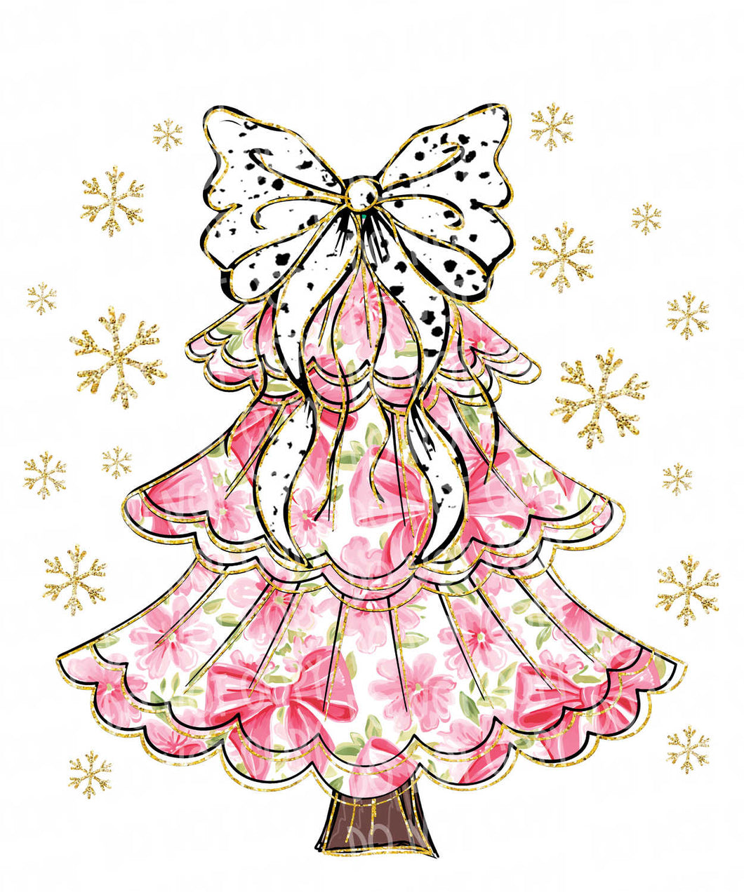 Preppy Pink Christmas Tree | DTF Ready to Press or Sublimation Transfer