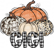 Load image into Gallery viewer, Pumpkin Mom/Momma/Mama/Mimi/Nana/Gran/Granny/Grammy/Gigi/Mawmaw/Grandma | DTF Ready to Press or Sublimation Transfer
