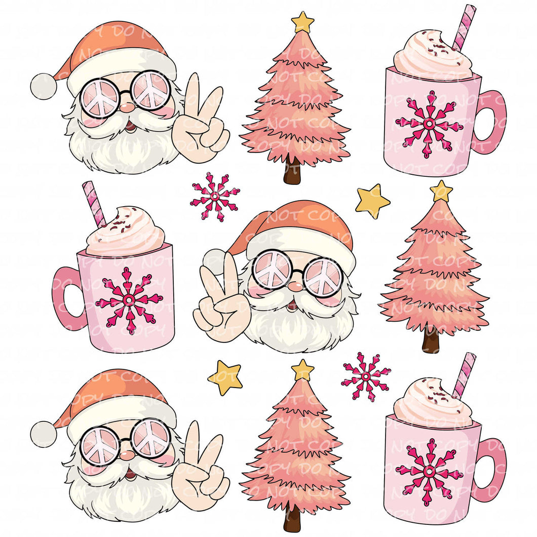 Santa Trees & Cocoa | DTF Ready to Press or Sublimation Transfer