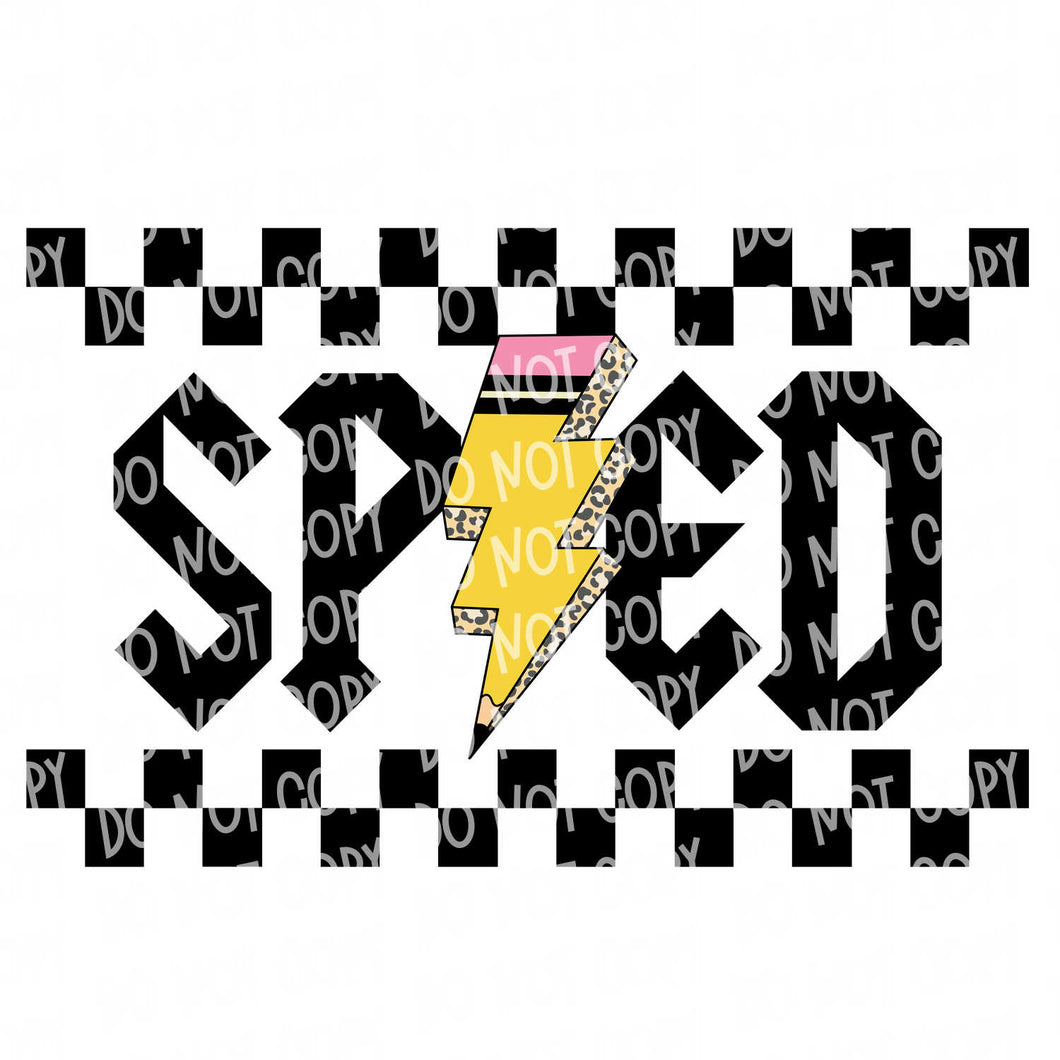 SPED Bolt Checkered | DTF Ready to Press or Sublimation Transfer