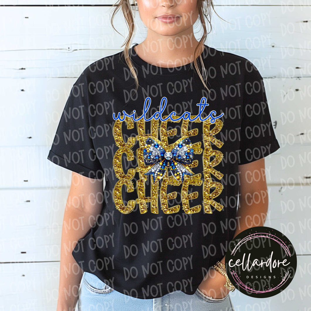 Wildcats Cheer Rhinestone Bow - Completed Apparel Item