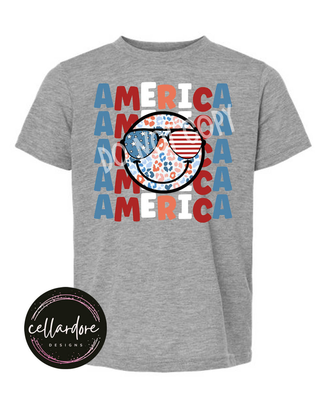 America Patriotic Leopard Smiley Tee