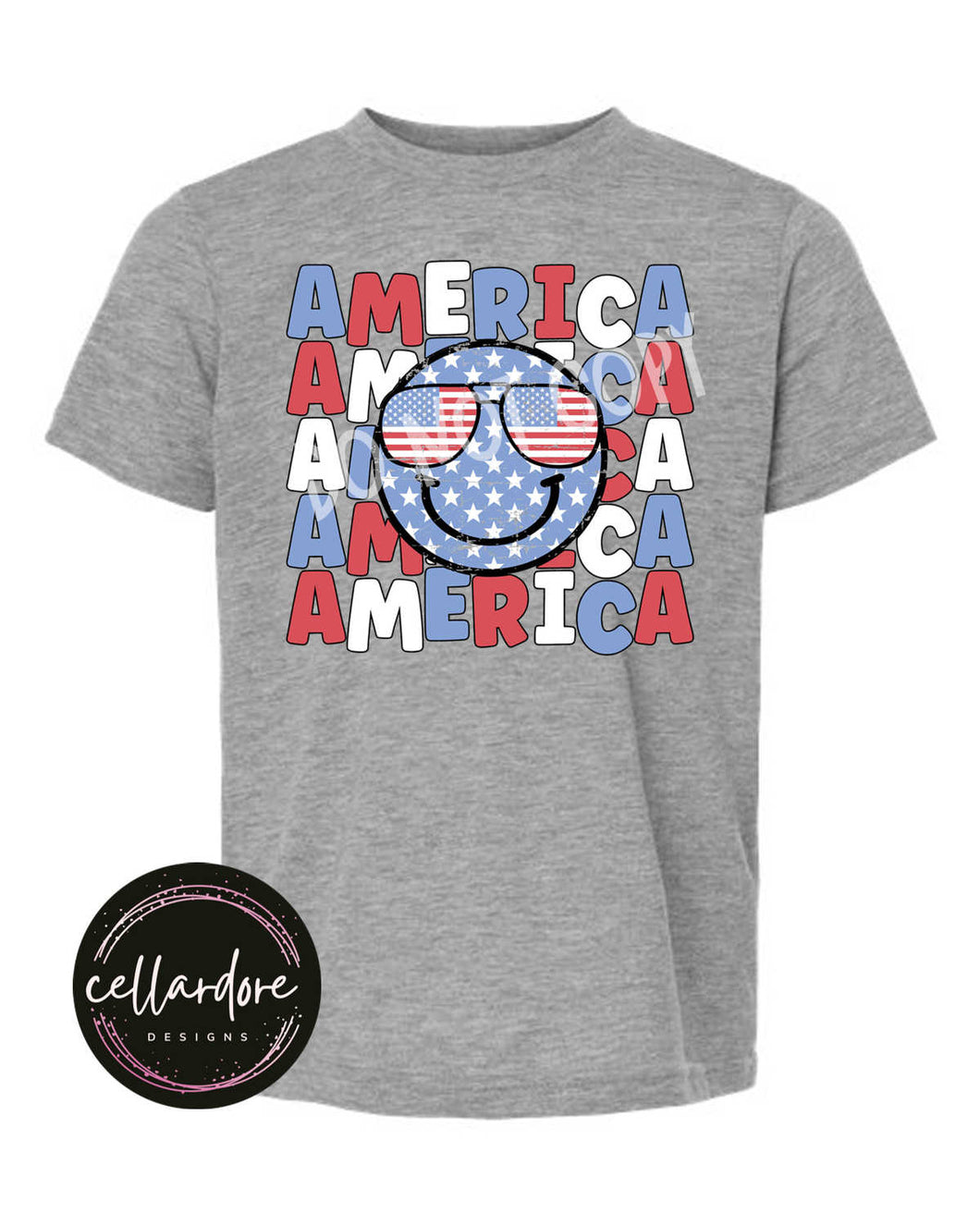 America Patriotic Stars Smiley Tee